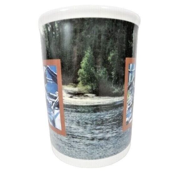 Largemouth Bass Fish Coffee Mug Cup River Scene Green on River Ceramic 4-inch - Picture 4 of 4